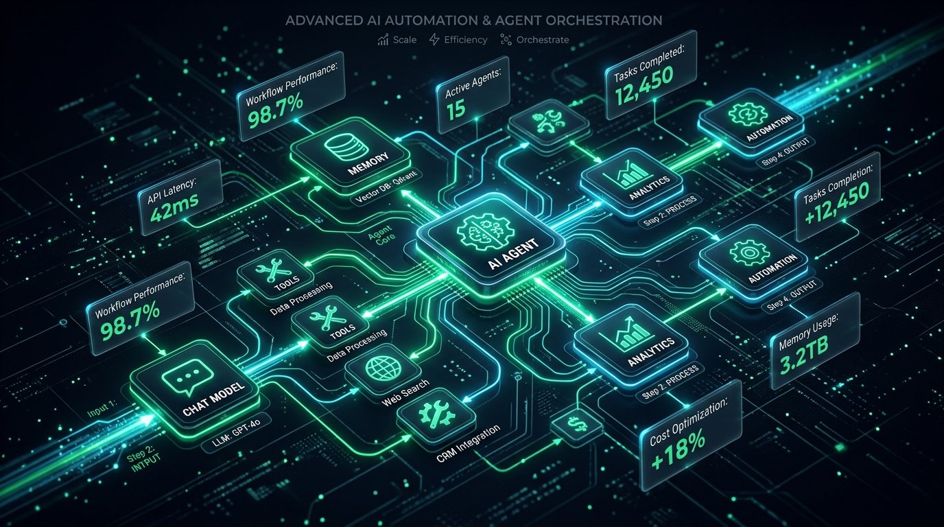 How to build AI agents in n8n for beginners architectural diagram and nodes